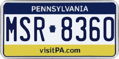 PA license plate MSR8360