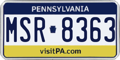 PA license plate MSR8363