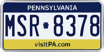 PA license plate MSR8378