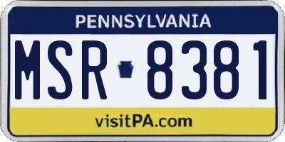 PA license plate MSR8381