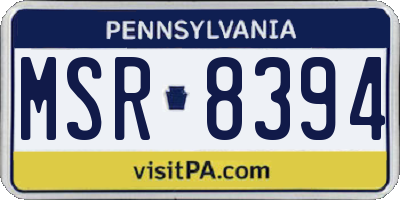 PA license plate MSR8394