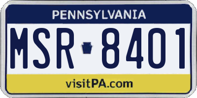 PA license plate MSR8401