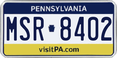 PA license plate MSR8402