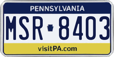 PA license plate MSR8403