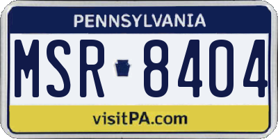 PA license plate MSR8404