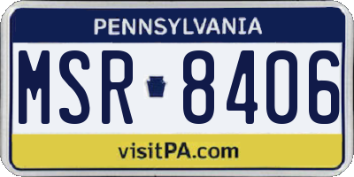 PA license plate MSR8406