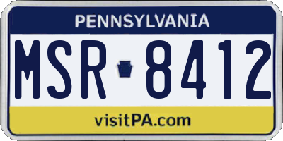 PA license plate MSR8412