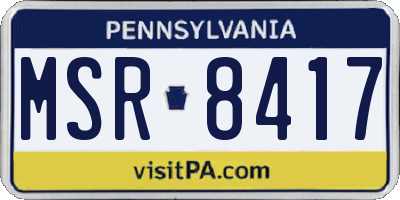 PA license plate MSR8417