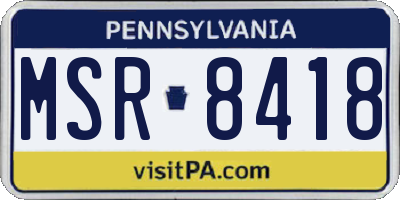 PA license plate MSR8418
