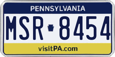 PA license plate MSR8454