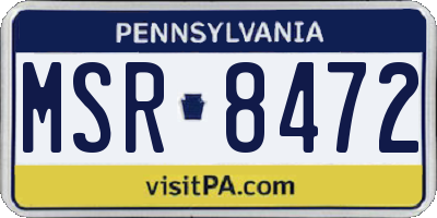 PA license plate MSR8472