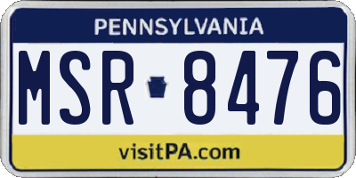 PA license plate MSR8476