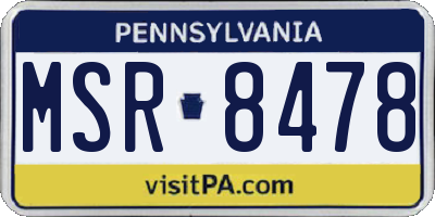 PA license plate MSR8478