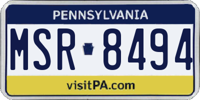 PA license plate MSR8494
