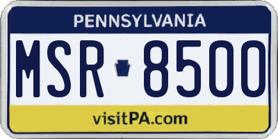 PA license plate MSR8500