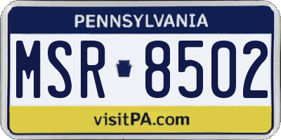 PA license plate MSR8502