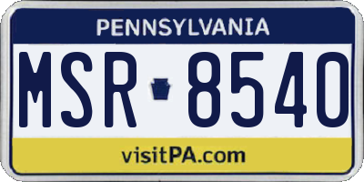 PA license plate MSR8540