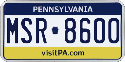 PA license plate MSR8600
