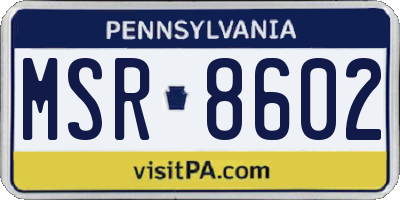 PA license plate MSR8602