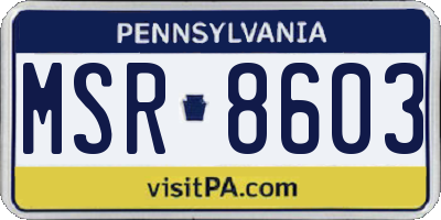 PA license plate MSR8603