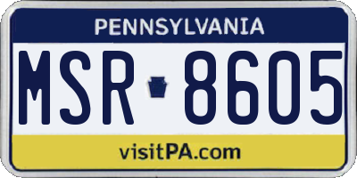 PA license plate MSR8605
