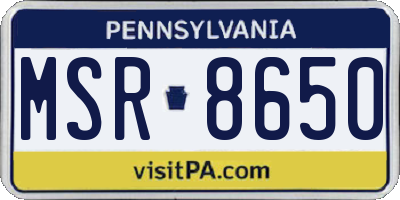 PA license plate MSR8650