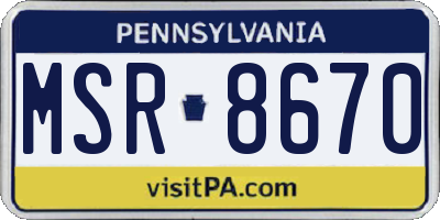 PA license plate MSR8670