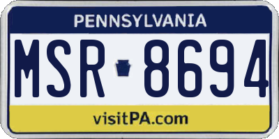 PA license plate MSR8694