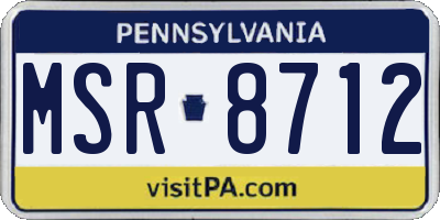 PA license plate MSR8712