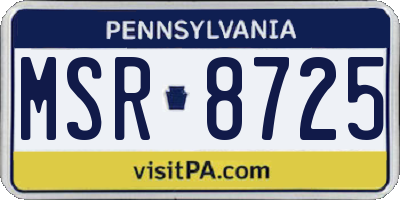 PA license plate MSR8725