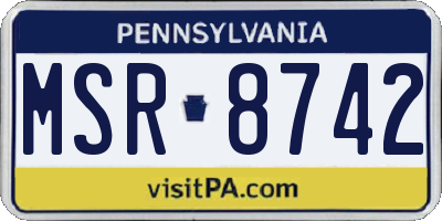 PA license plate MSR8742
