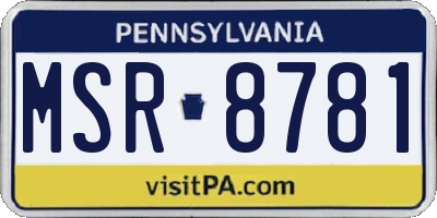 PA license plate MSR8781