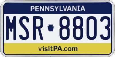 PA license plate MSR8803