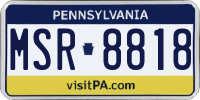 PA license plate MSR8818