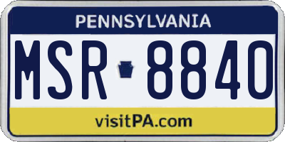 PA license plate MSR8840