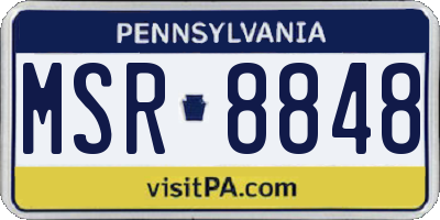 PA license plate MSR8848