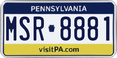 PA license plate MSR8881