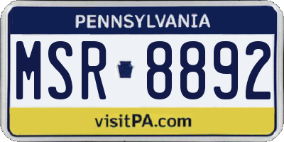PA license plate MSR8892
