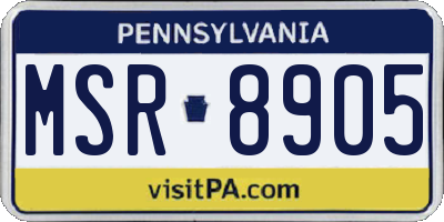 PA license plate MSR8905