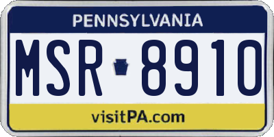 PA license plate MSR8910