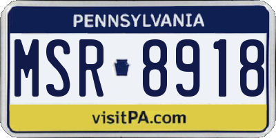 PA license plate MSR8918