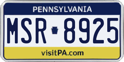 PA license plate MSR8925
