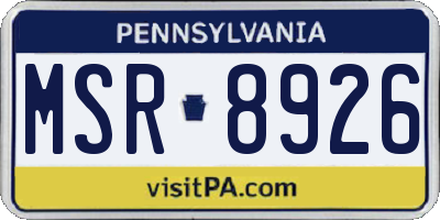 PA license plate MSR8926