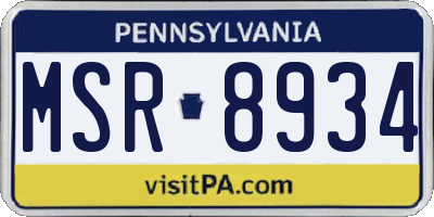 PA license plate MSR8934