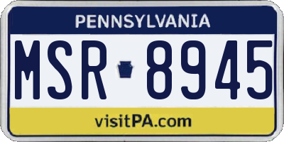 PA license plate MSR8945