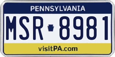 PA license plate MSR8981
