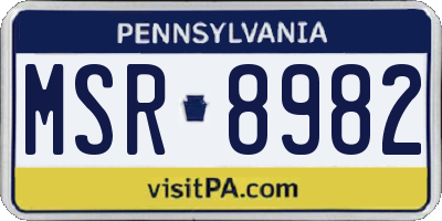 PA license plate MSR8982