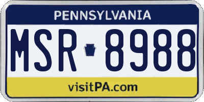 PA license plate MSR8988