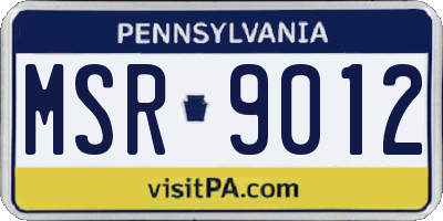 PA license plate MSR9012