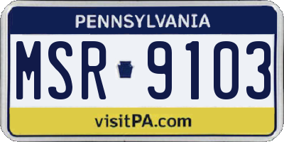 PA license plate MSR9103